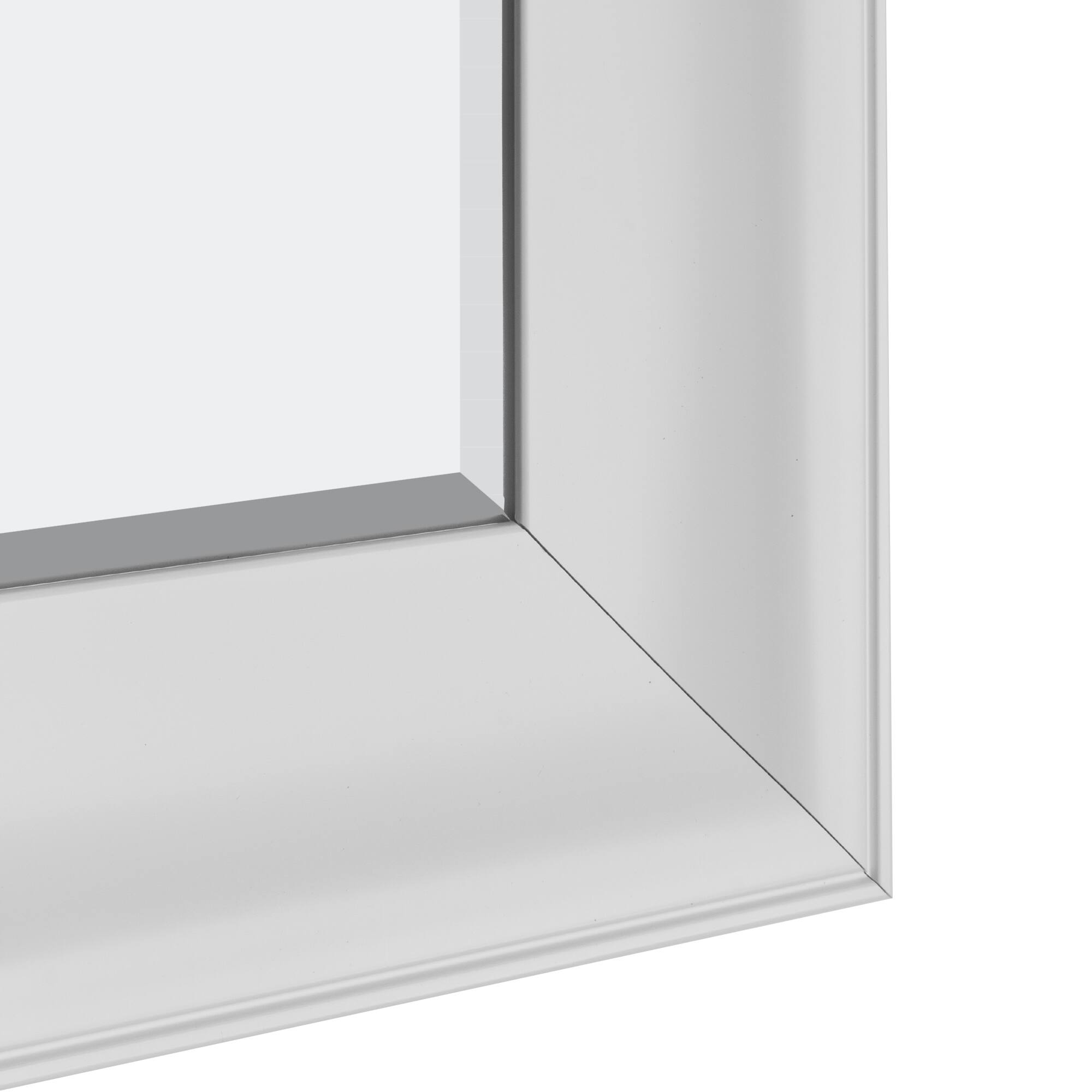 Head West Matte Arctic White 27.5" x 33.5" Framed Beveled Accent Vanity Mirror